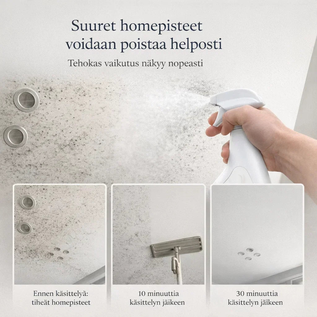 – poistaa homeen ilman hankausta