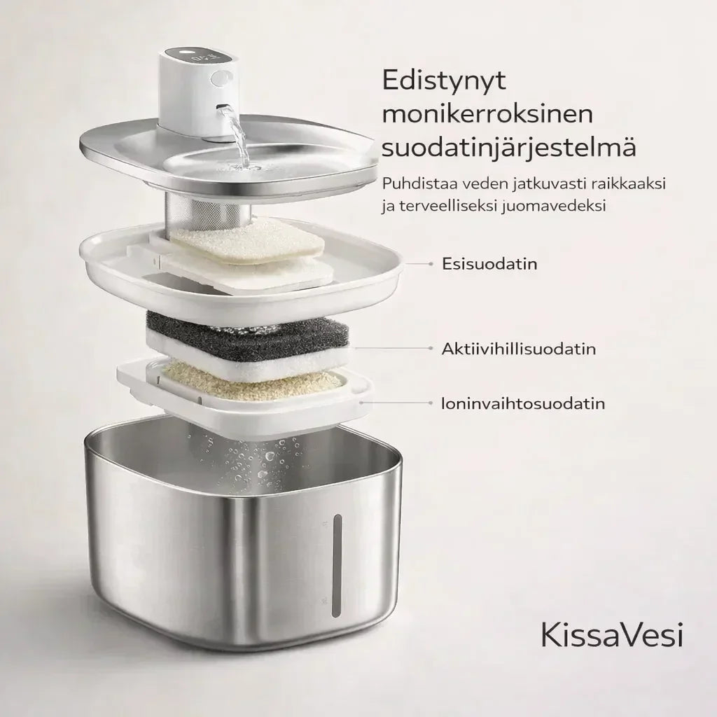 KissaVesi – Hiljainen 4L juoma-automaatti kissoille